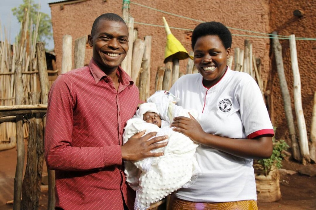 Happy family with baby